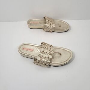Ali MacGraw Gold Wren Wedge Platform Flip Flop Sandals Women Size 8